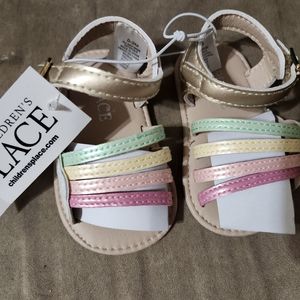 Baby sandals 0-3 months, new, never worn, Carters, tan, pink, green,  yellow